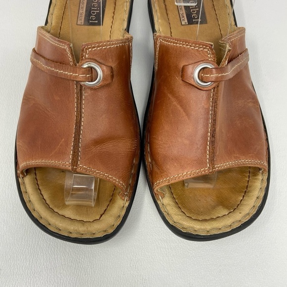 Josef Seibel Brown Leather Slide Block Heel Sandals Shoes Women's size US 9-9.5 - Picture 6 of 14